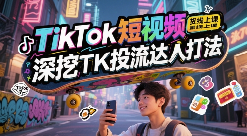 TikTok短视频带货线上课，深挖TK投流达人打法-奇奇网创
