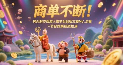商单不断！纯AI制作西游人物羊毛毡版文旅MV，流量+节目效果统统拉满-奇奇网创