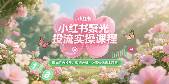 小红书聚光投流实操课程，聚光广告投放、数据分析、做高效低成本获客-奇奇网创