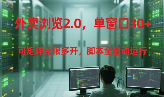 外卖浏览2.0，单窗口30+可矩阵无限多开，脚本全自动运行【揭秘】-奇奇网创