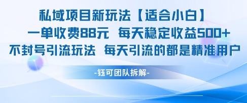 私域项目新玩法【适合小白】 一单收费88.每天稳定收益几张-奇奇网创