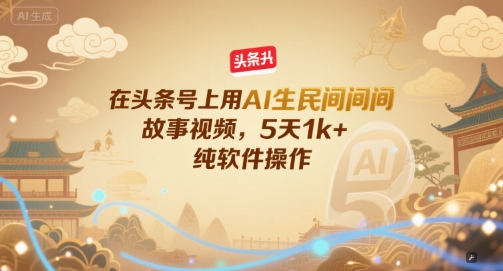 在头条号上用AI生民间故事视频，5天1k+，纯软件操作-奇奇网创