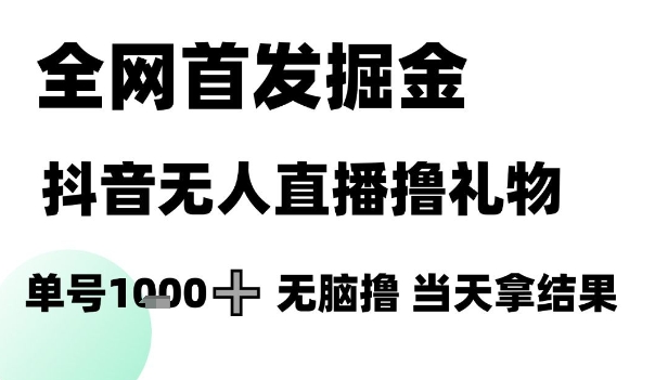 全网首发掘金抖音无人直播撸礼物，单号1k +无脑撸，当天拿结果【揭秘】-奇奇网创