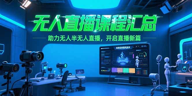 无人直播课程汇总，含非实时防风技术，助力无人半无人直播，开启直播新篇-奇奇网创