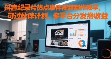 抖音纪录片热点事件视频制作教学，可过伙伴计划，多平台分发撸收益-奇奇网创