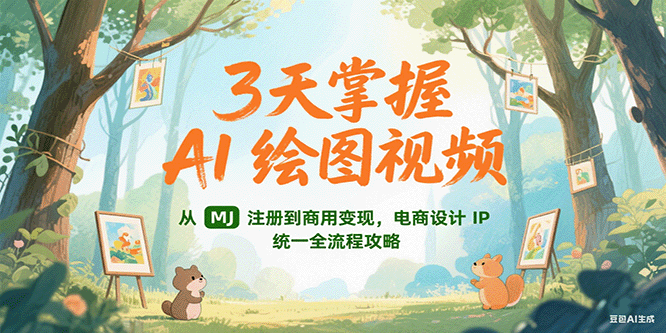 3天掌握AI绘图视频，从MJ 注册到商用变现，电商设计IP统一全流程攻略-奇奇网创