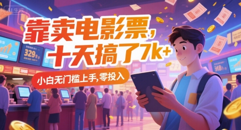 靠卖电影票，十天搞了7k+，小白无门槛上手，零投入【揭秘】-奇奇网创