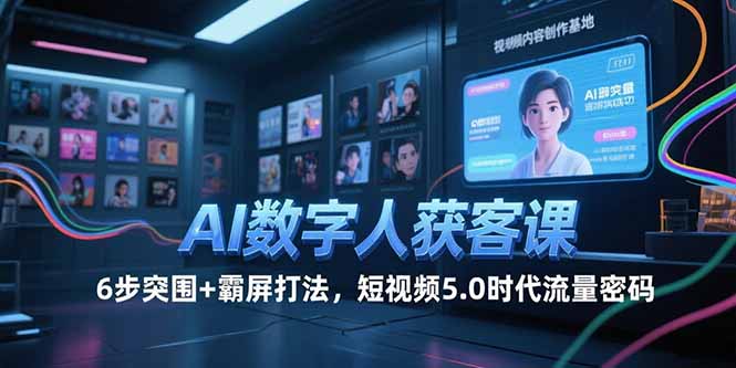 AI数字人获客课，6步突围+霸屏打法，短视频5.0时代流量密码-奇奇网创
