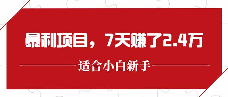 最新暴利项目，每单收益轻松在300以上，7天赚了2.4万-奇奇网创