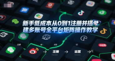 新手低成本从0到1注册并搭建多账号全平台矩阵操作教学，手机号-邮箱-IP-工具-奇奇网创