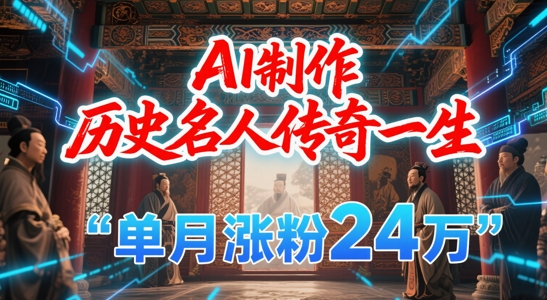 暴力起号！用AI制作历史名人传奇一生，单月涨粉24W，涨粉+变现赛道黑马来了-奇奇网创