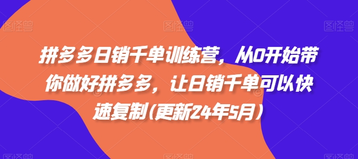 拼多多日销千单训练营，从0开始带你做好拼多多，让日销千单可以快速复制(更新25年6月)-奇奇网创