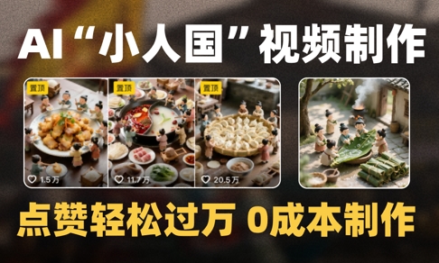爆款1000W+播放微缩景观迷你小人国AI视频0成本制作全流程教学-奇奇网创
