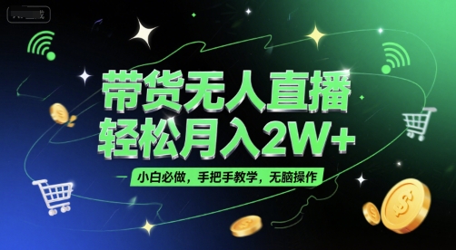 带货无人直播,轻松月入2W+,小白必做,手把手教学,无脑操作(附学习资料)-奇奇网创