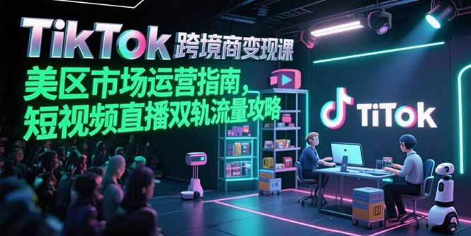 TikTok跨境电商变现课，美区市场运营指南，短视频直播双轨流量攻略-奇奇网创