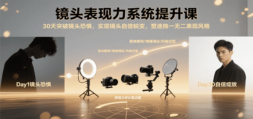 镜头表现力系统提升课，30天突破镜头恐惧实现自信蜕变，塑造独一无二表现风格-奇奇网创
