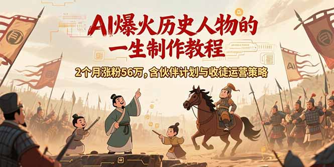 AI历史人物赛道课程，2个月涨粉56万，含伙伴计划与收徒运营策略-奇奇网创