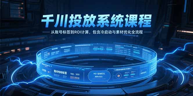 千川投放系统课程，从账号标签到ROI计算，包含冷启动与素材优化全流程-奇奇网创