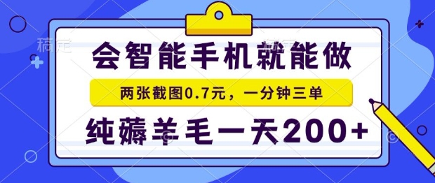 2025年零撸手机项目，二十秒一单，纯薅羊毛，一天200+做就有【揭秘】-奇奇网创