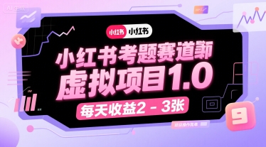 小红书考题赛道虚拟项目1.0，项目操作简单，每天收益2-3张-奇奇网创