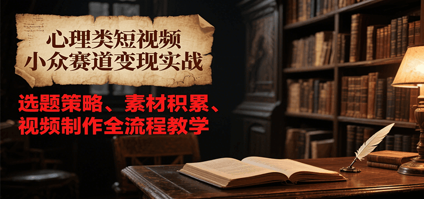心理类短视频小众赛道变现实战，选题策略、素材积累、视频制作全流程教学-奇奇网创