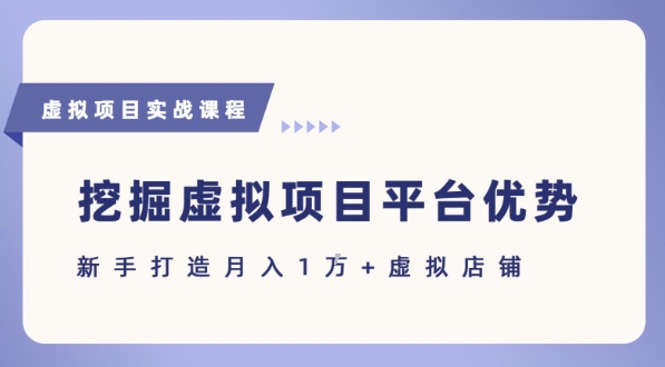 抓住虚拟项目各平台优势，新手轻松月入1W+(给出具体建议)-奇奇网创