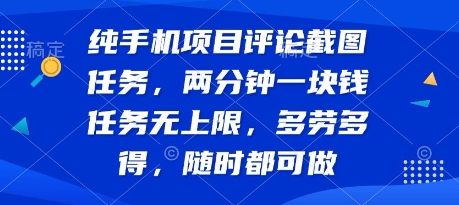 纯手机项目评论截图任务，两分钟一块钱 任务无上限多劳多得，随时随地都能做【揭秘】-奇奇网创