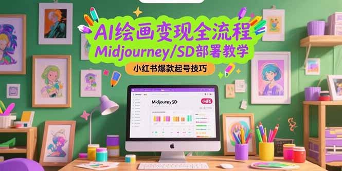 AI绘画变现全流程，Midjourney/SD部署教学，小红书爆款起号技巧-奇奇网创