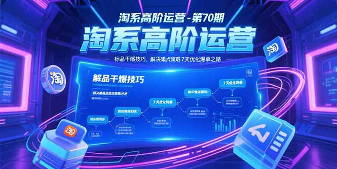 淘系高阶运营-第70期，标品干爆技巧，解决难点策略，大佬操盘方法-奇奇网创
