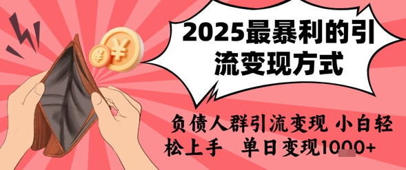2025年最暴利的引流变现方式，负债人群引流变现，小白轻松上手，日入1k-奇奇网创