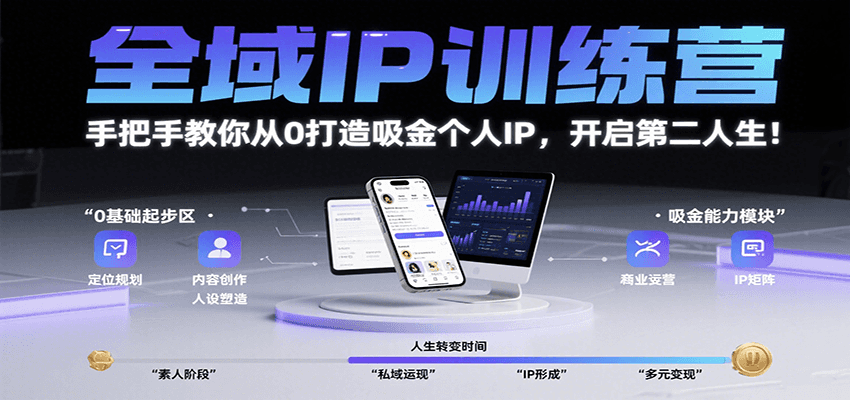 全域IP训练营，手把手教你从0打造吸金个人IP，开启第二人生！-奇奇网创