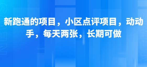 新跑通的项目，小区点评项目，动动手，每天两张，长期可做-奇奇网创