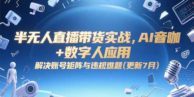 半无人直播带货实战，AI音咖+数字人应用 解决账号矩阵与违规难题(更新7月-奇奇网创