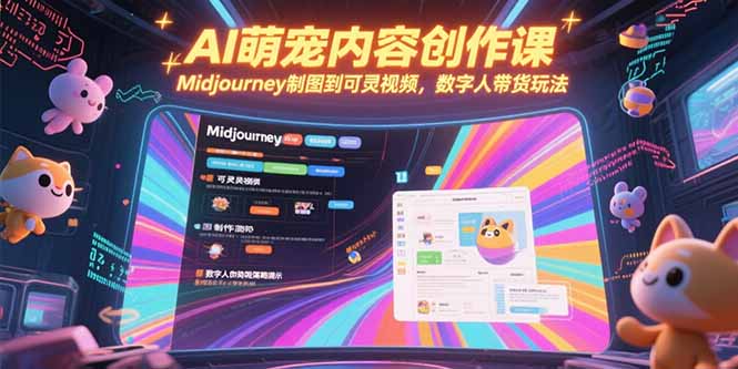 AI萌宠内容创作课，Midjourney制图到可灵视频，数字人带货玩法-奇奇网创
