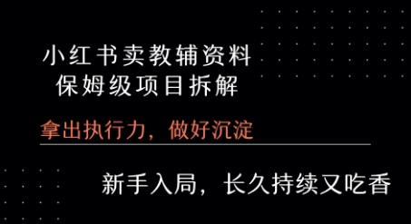小红书卖小学教辅资料  保姆级项目拆解  1次课程彻底讲清楚!-奇奇网创