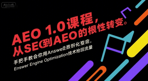 AEO 1.0 课程，从SEO到AE0的基命性转变，手把手教会你用AnswerEngineOptimization技术抢回流量-奇奇网创