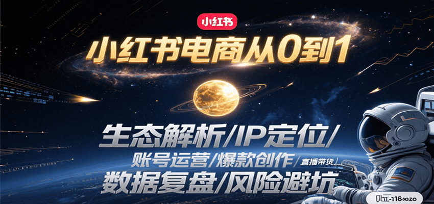 小红书电商从0到1：生态解析/IP定位/ 账号运营/爆款创作/直播带货/数据复盘/风险避坑-奇奇网创