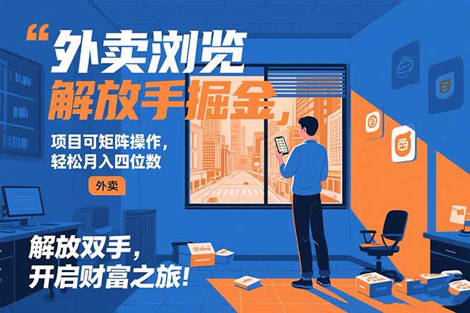 外卖浏览掘金项目 可矩阵操作 轻松日入500+-奇奇网创