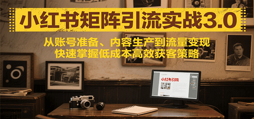 小红书矩阵引流3.0，从账号准备、内容生产到流量变现，快速掌握低成本高效获客策略-奇奇网创