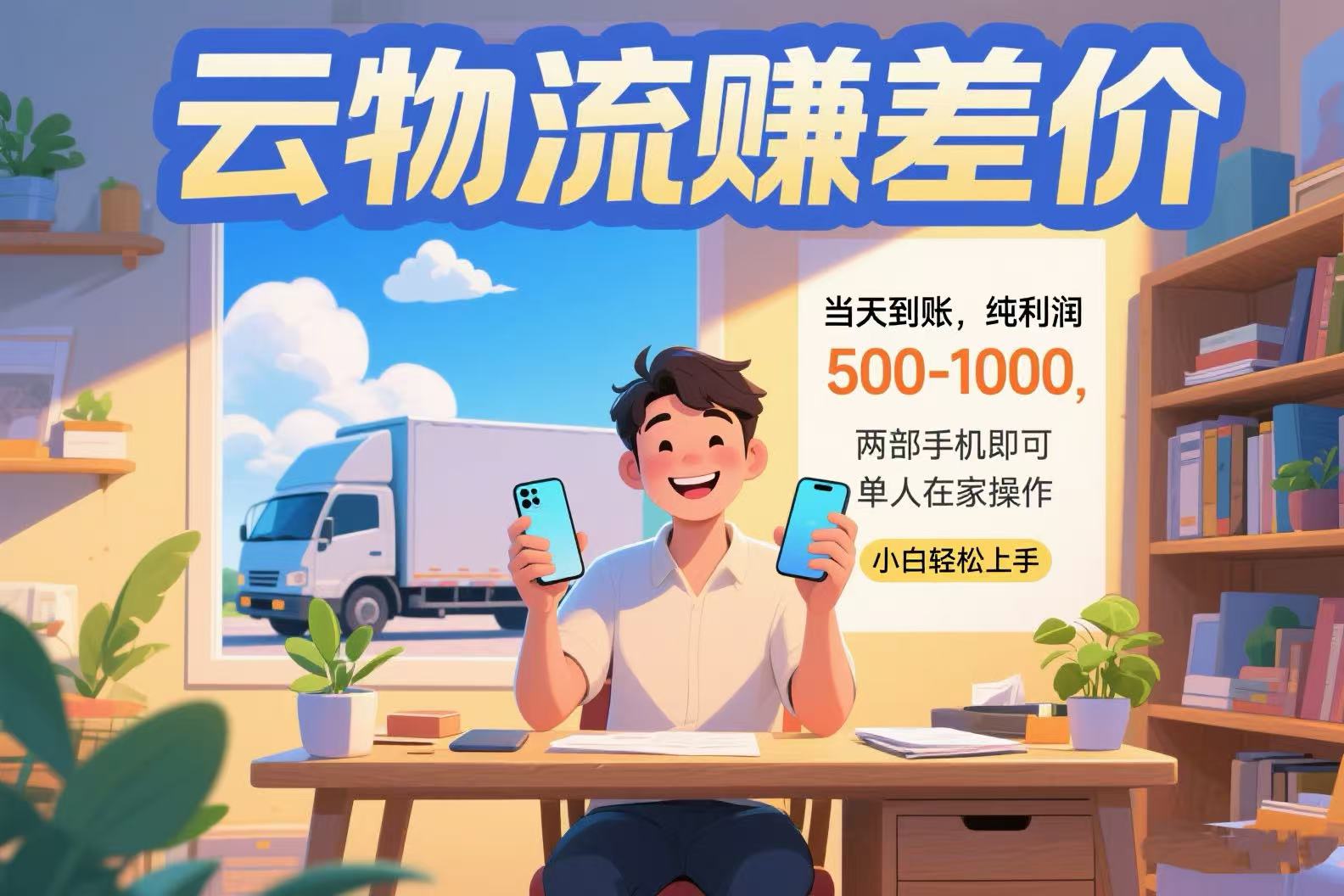 云物流赚差价 当天到账纯利润500-1000 两部手机即可 可单人在家操作 小…-奇奇网创