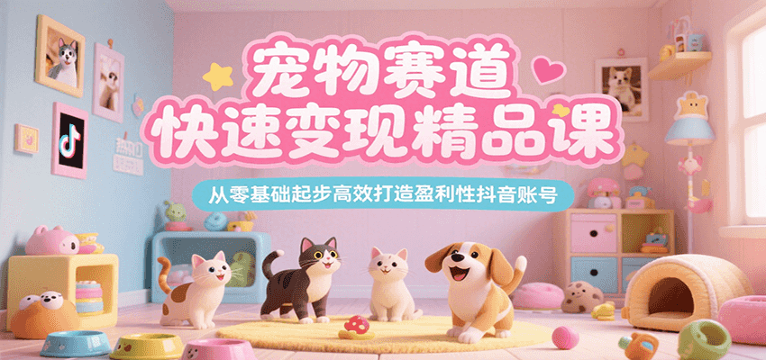 宠物赛道快速变现精品课，从零基础起步高效打造盈利性抖音账号-奇奇网创