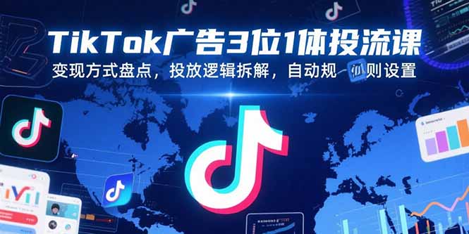 TikTok广告3位1体投流课，变现方式盘点，投放逻辑拆解，自动规则设置-奇奇网创