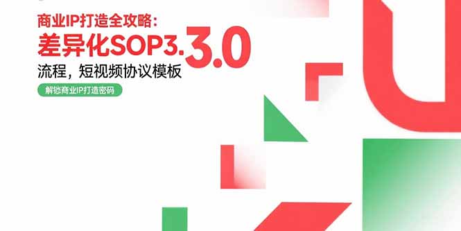 商业IP打造全攻略：差异化SOP3.0流程，短视频协议模板，婚恋项目实战案例-奇奇网创