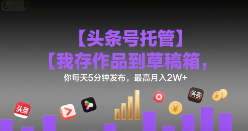【头条号托管 】我存作品到草稿箱，你每天5分钟发布，最高月入2W+【揭秘】-奇奇网创
