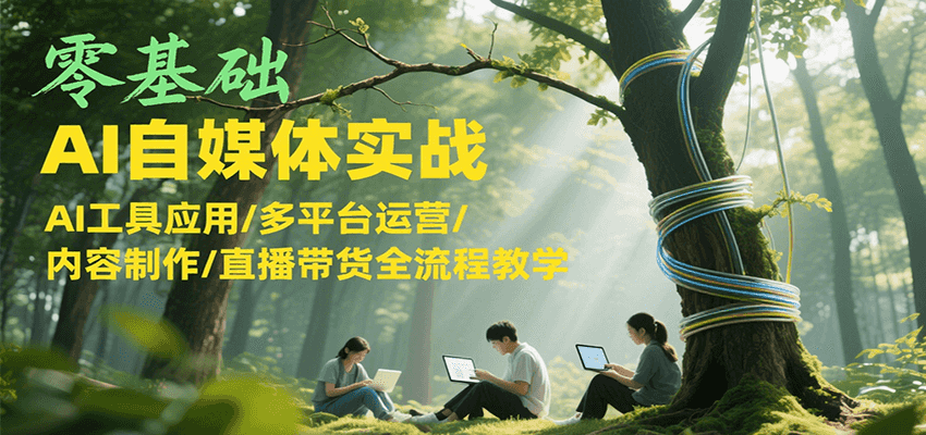 零基础AI自媒体实战，AI工具应用/多平台运营/内容制作/直播带货全流程教学-奇奇网创
