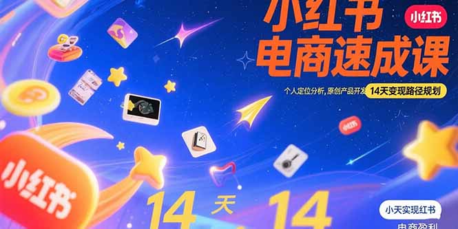 小红书虚拟电商速成课：个人定位分析，原创产品开发，14天变现路径规划-奇奇网创