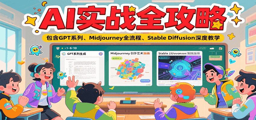 AI实战全攻略，包含GPT系列、Midjourney全流程、Stable Diffusion深度教学-奇奇网创