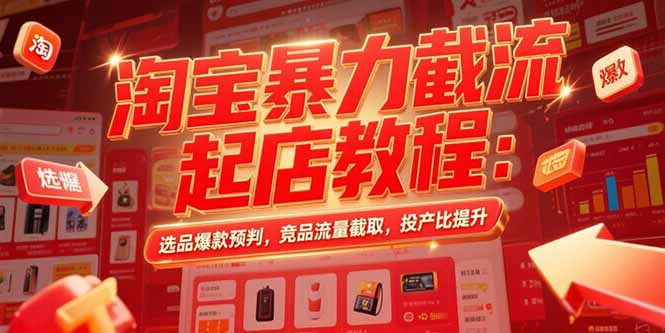 淘宝暴力截流起店教程：选品爆款预判，竞品流量截取，投产比提升-奇奇网创