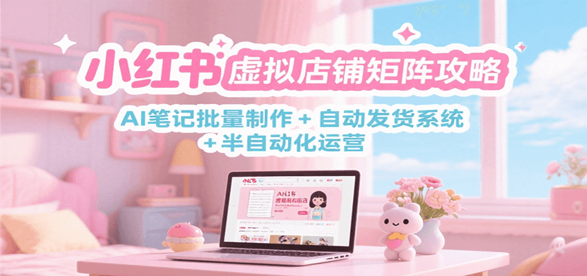 小红书虚拟店铺矩阵攻略：AI笔记批量制作 + 自动发货系统 + 半自动化运营-奇奇网创
