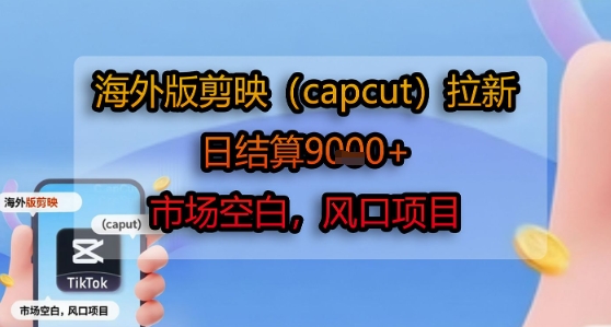 海外版剪映(capcut)拉新，日结算1k+，市场空白，风口项目-奇奇网创